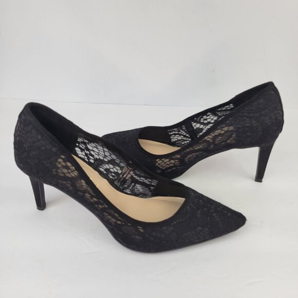 Kelly & Katie Misha Black Lace Pointed-Toe Heels Size 7.5 - Picture 1 of 12